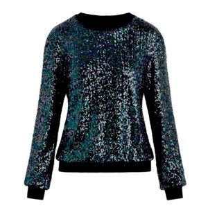Rachel Zoe NWT black/purple sequin sweater XS